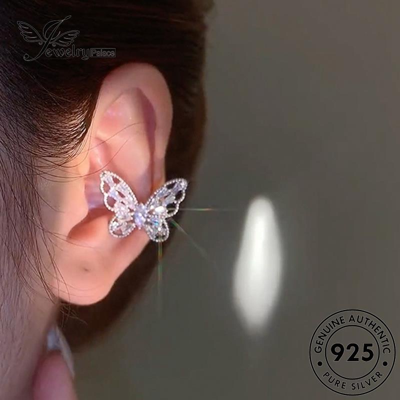 Jewelrypalace Wanita Asli Kupu-Kupu Hoop925 Berlian Moissanite Anting Perak E1321