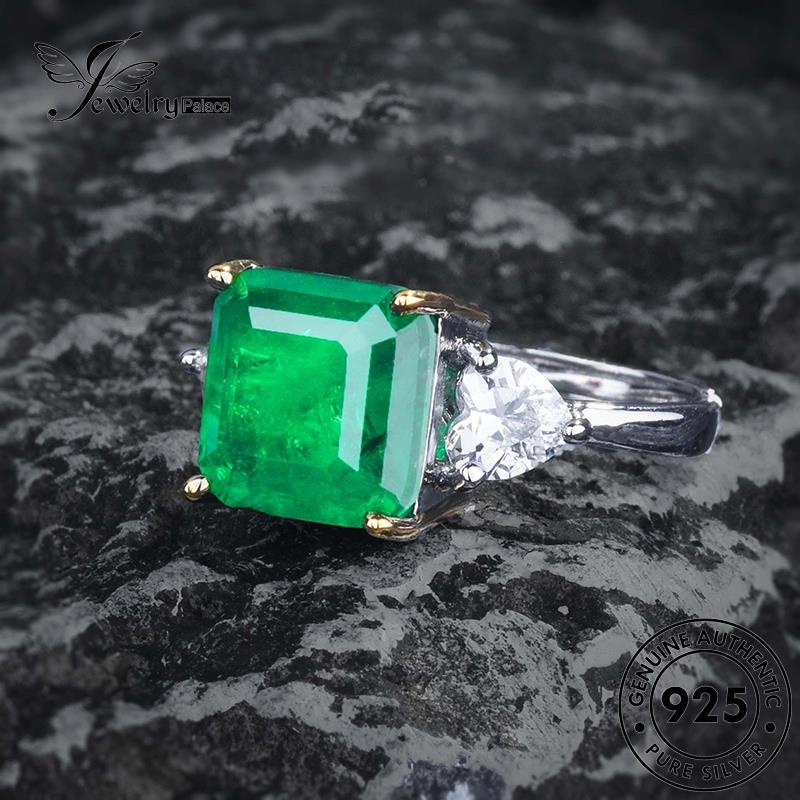 JEWELRYPALACE Emerald Asli Silver Princess Original Silver Cincin 925 Perak Sterling Simple korea Nikah Perhiasan Kawin Aksesori Wanita Murni R2605