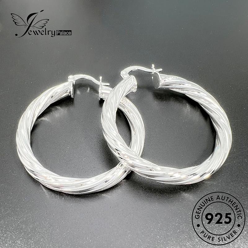 Jewelrypalace 925benang Asli Anting Hoop Wanita Perak Twist E727