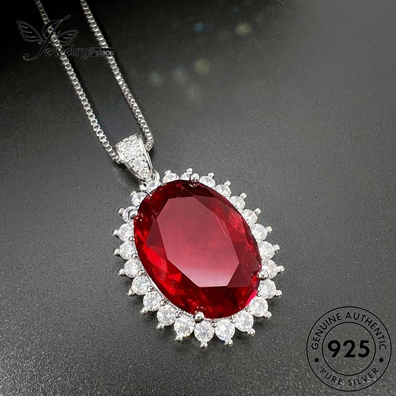 Jewelrypalace Berlian Telur925 Pink Wanita Kalung Perak Deluxe Crystal Original N1093