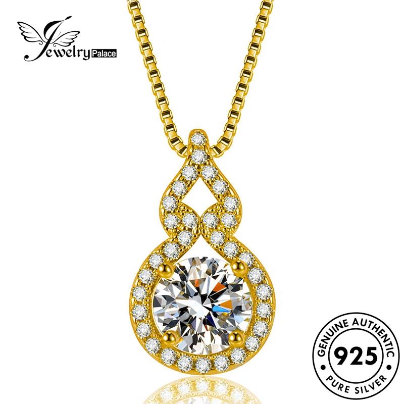 Jewelrypalace Moissanite Kalung Berlian925 Simple Wanita Labu Perak Emas Asli N1100