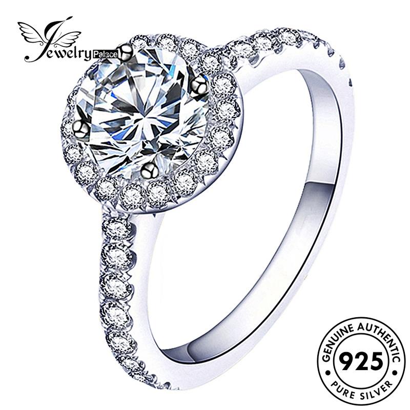 Jewelrypalace Cincin Moissanite Bulat Perak925 Asli Wanita Berlian R1727