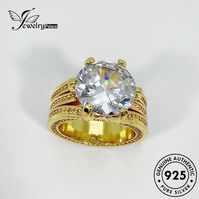 Jewelrypalace Cincin Moissanite Mewah Bunga Emas925 Asli Wanita Berlian Perak R1781