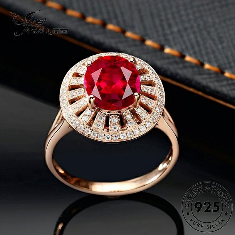 Jewelrypalace Cincin Bulat Asli Ruby925 Perak Gold Wanita R1796
