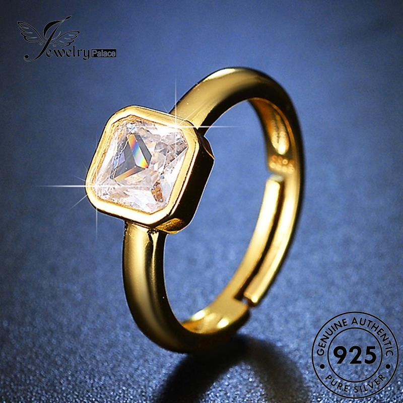 Tempat Perhiasan Wanita925 Emas Asli Moissanite Cincin Berlian Perak Mewah R441