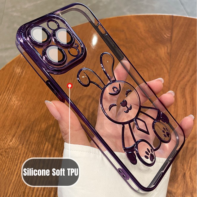 IPHONE Casing Ponsel Plating 6D Mewah Untuk Iphone14 13 12 11 pro max Kamera Melindungi Transparan Lembut Silicone cover