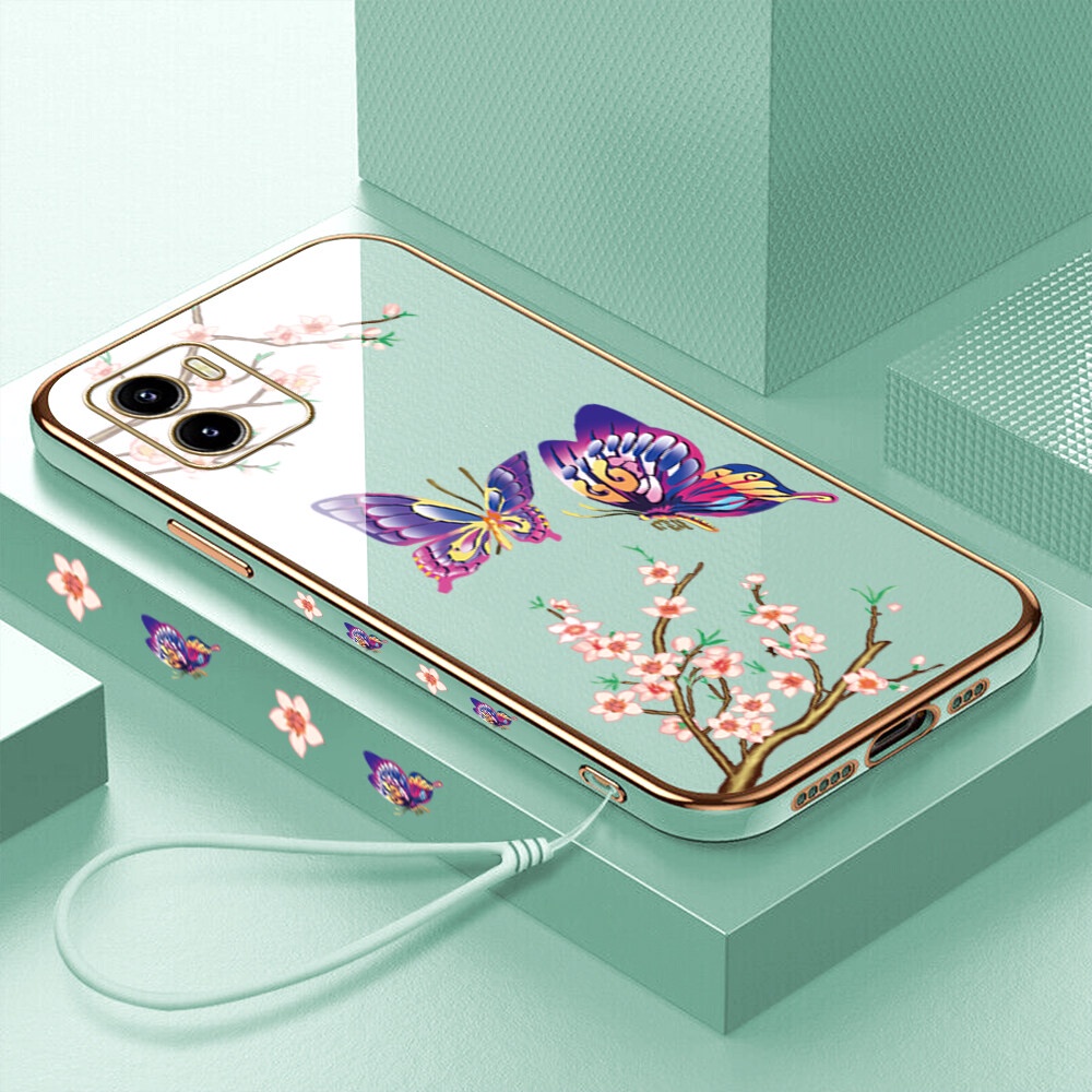 Casing Case untuk VIVO Y15s Y15a Y35 Y16 Y35 5G Y15C Y01, Case Fashion Colorful Butterfly Mewah Berl