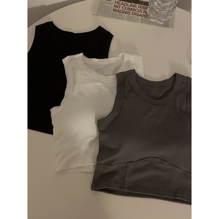 Red Rompi berbentuk I Eropa dan Amerika dengan bantalan dada suspender wanita musim panas gaya Amerika atasan olahraga hitam pendek dengan pakaian dalam dan pakaian luar