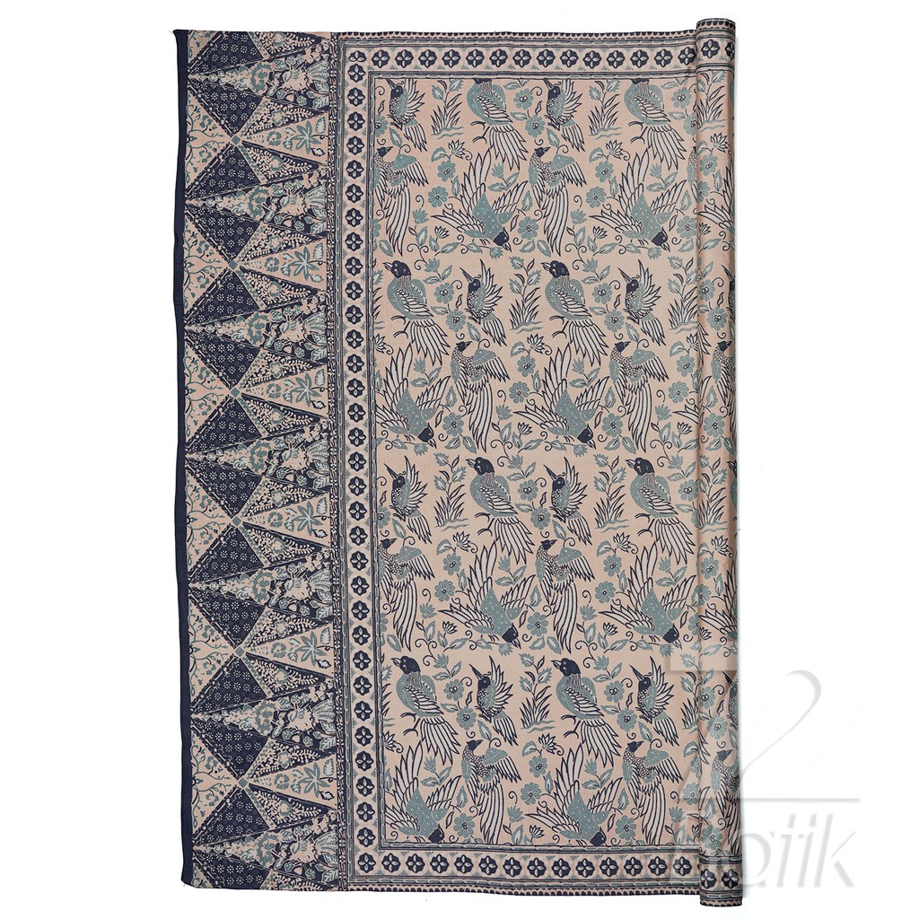 BAHAN BATIK PREMIUM Katun Motif Burung Warna Putih Tulang Biru 723462 Cap 72 Jarik Jarit Samping Kebat Panjang Batik Katun Modern Premium Bahan Seragam Batik Pernikahan Kantor Keluarga Murah Kamen Jadi Batik Bali Lembaran