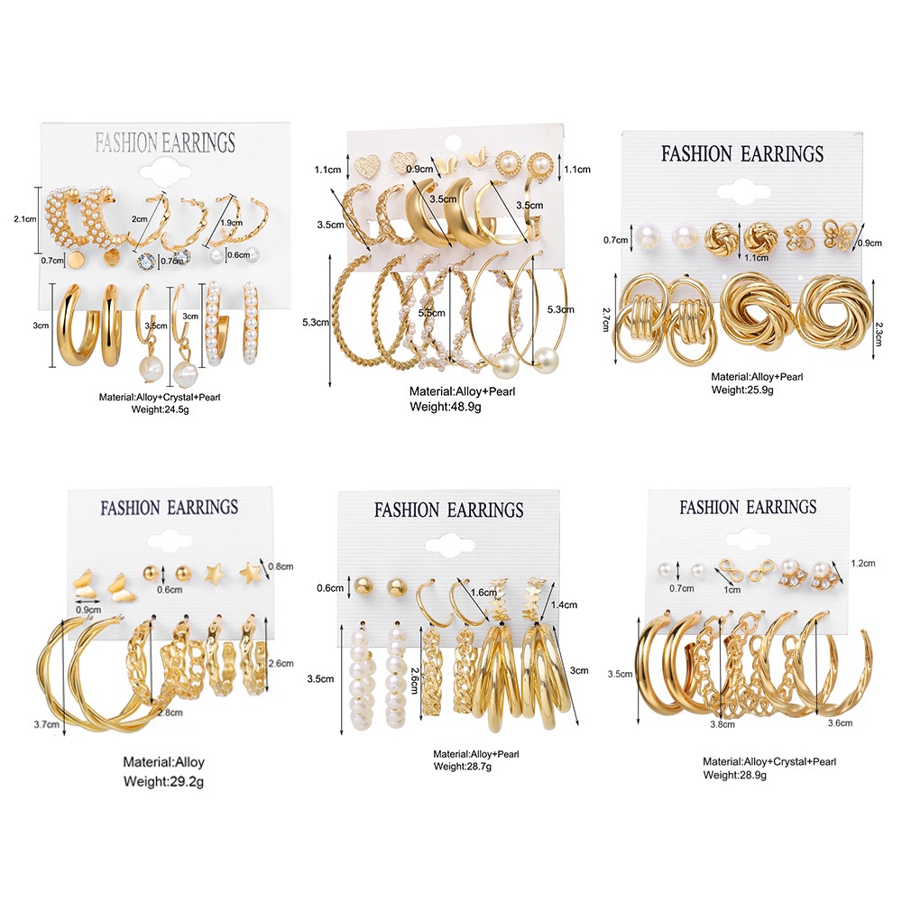 Retro Mutiara Rumbai Hoop Earring Fashion Kupu-Kupu Stud Earrings Wanita Perhiasan Aksesoris