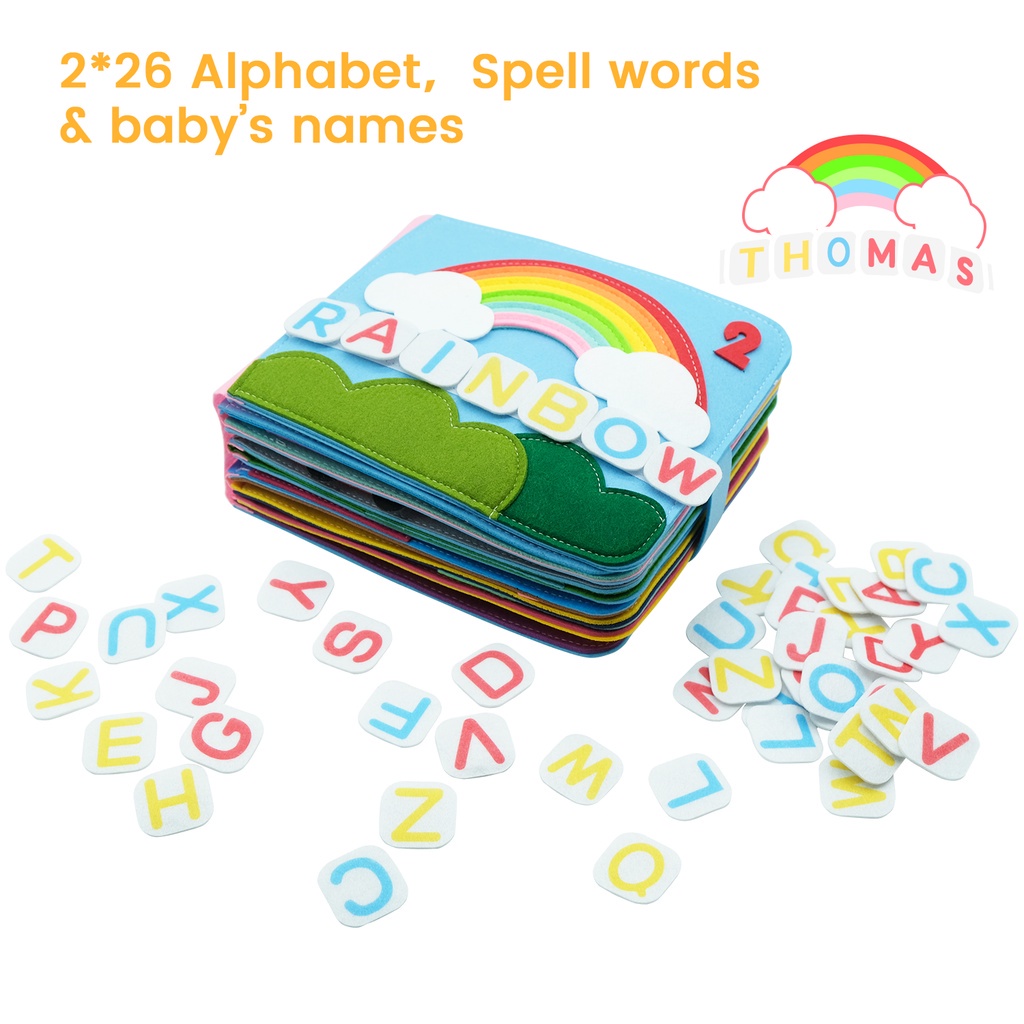 Buku Kain Baby Rainbow Dengan Abjad Balita Edukasi Dini Felt Cloth Toy