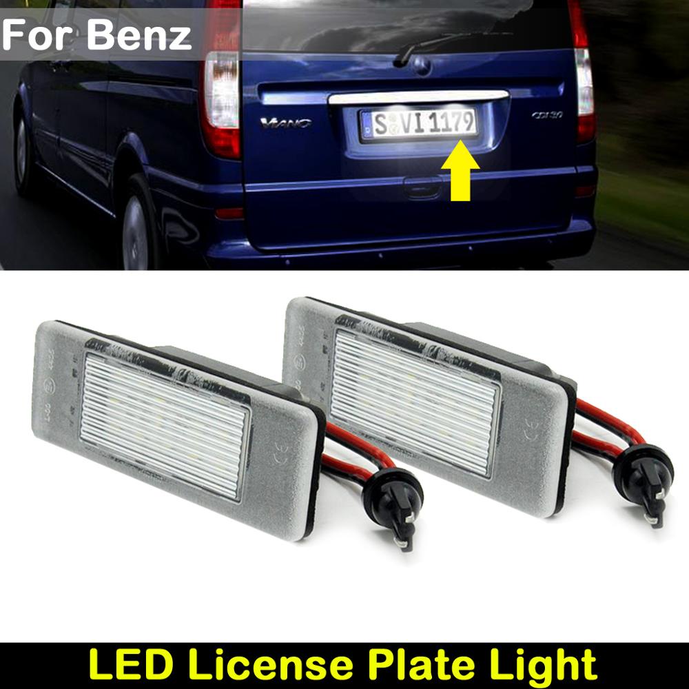 2pcs Lampu Plat Nomor Plat Belakang Mobil LED Putih Untuk Benz Sprinter (W906) VITO (W639) Viano (W639)