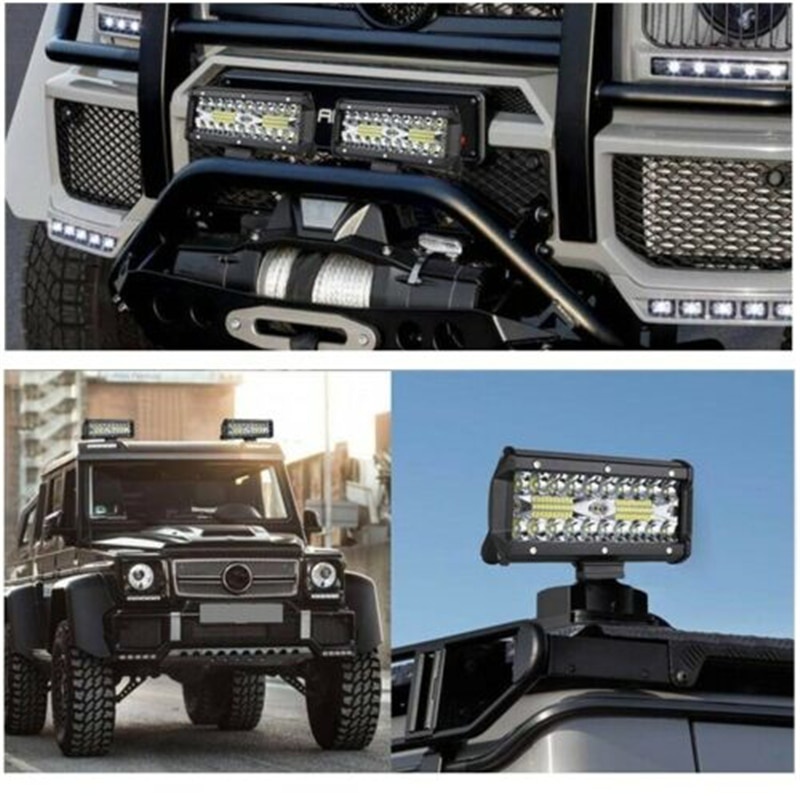 2Pcs 7 Inch   Sorot LED Spot Lightbar Mobil Truck ATV SUV 4WD 12V-24V 120W 40LED Bar Light 3 Rows Work Light Combo Beam