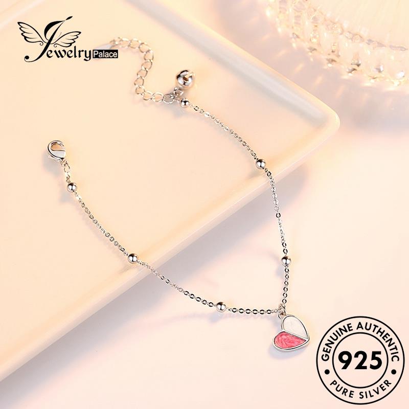 Jewelrypalace Asli925 Wanita Lucu Perak Gelang Hati Kristal B110