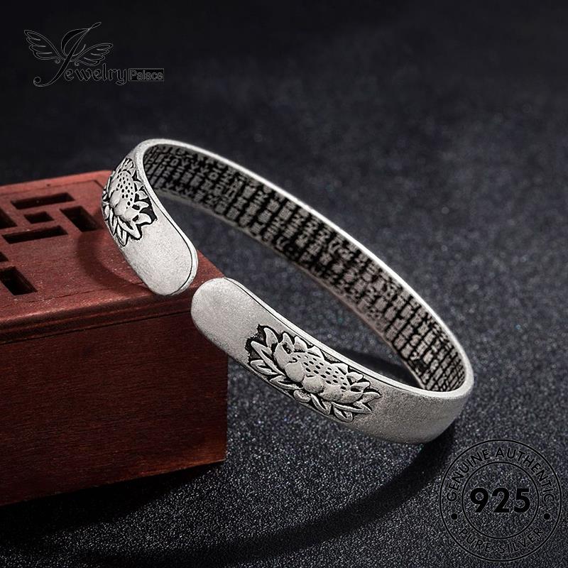 Jewelrypalace 925gelang Tangan Wanita Vintage Asli Lotus Silver B139