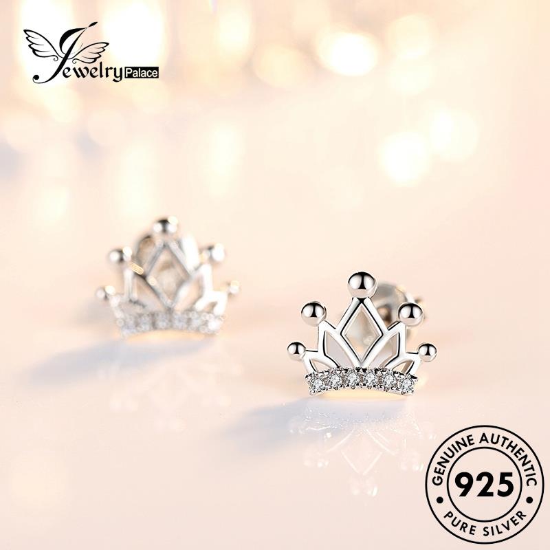 Jewelrypalace 925 Perak Moissanite Berlian Asli Mahkota Wanita Anting Stud Pribadi E105