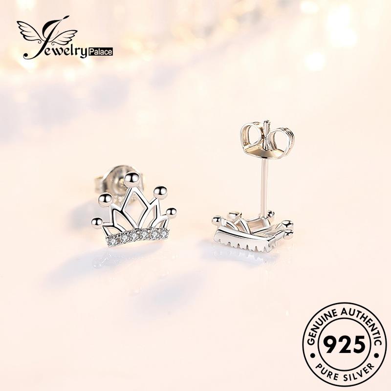 Jewelrypalace 925 Perak Moissanite Berlian Asli Mahkota Wanita Anting Stud Pribadi E105