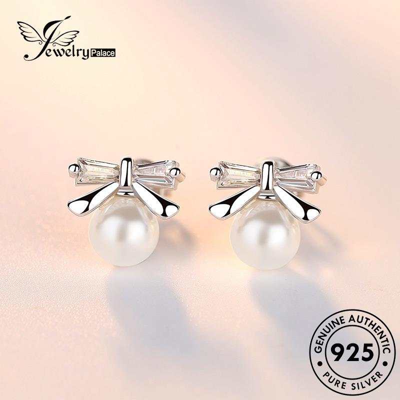 Jewelrypalace Dasi Wanita925Mutiara Asli Stud Anting Perak Bow E154