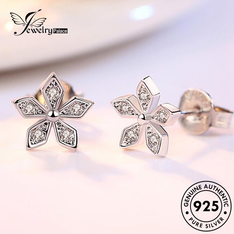 Jewelrypalace Anting925 Stud Bunga Perak Fashion Asli Moissanite Berlian Wanita E158