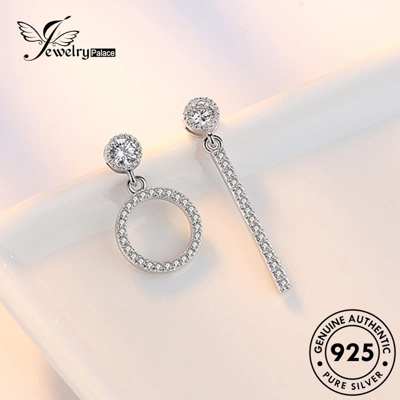 Jewelrypalace Asli Stud Perak Wanita Lingkaran Simple Anting Berlian925 Moissanite E129