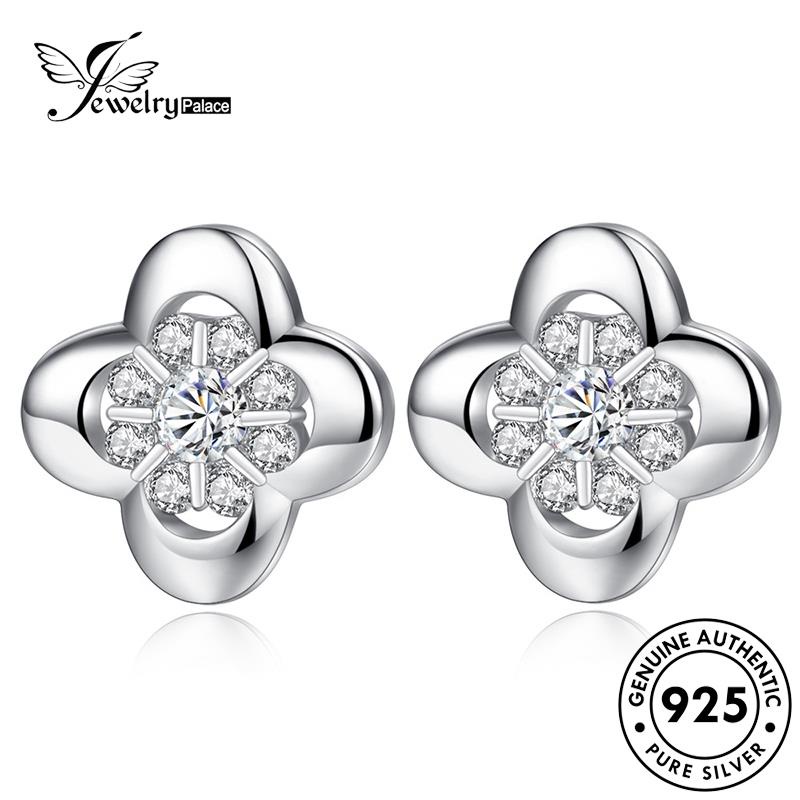 Jewelrypalace Berlian Wanita Simple Perak925 Stud Moissanite Anting Bunga Asli E257