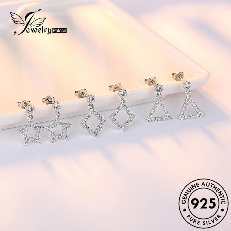 Jewelrypalace Berlian Asli Berujung Lima Anting Moissanite Perak Fashion Wanita Stud925Bintang E260