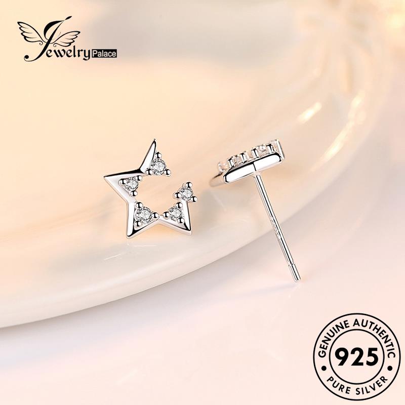 Jewelrypalace Stud Bintang Moissanite Berlian Wanita925 Perak Asli Berujung Lima Anting Kepribadian E217