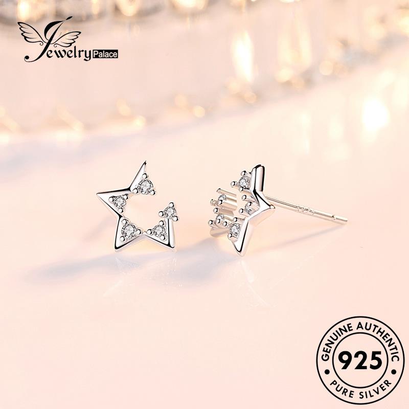 Jewelrypalace Stud Bintang Moissanite Berlian Wanita925 Perak Asli Berujung Lima Anting Kepribadian E217