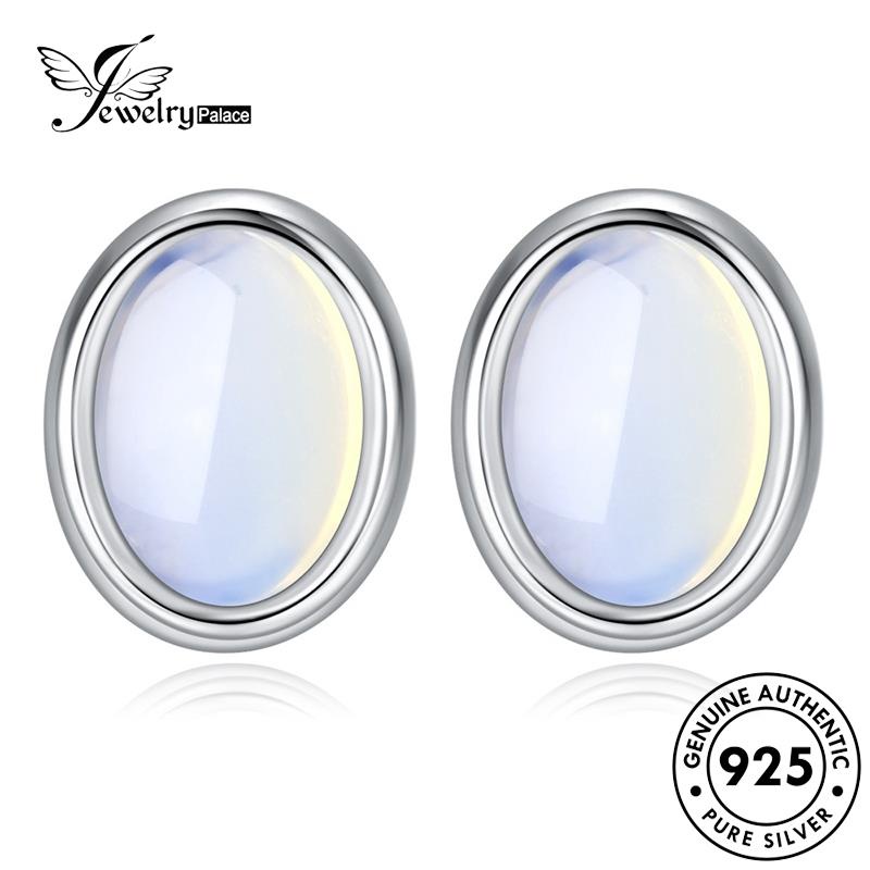 Jewelrypalace Moonstone Oval Temperamen Asli Wanita Anting Stud Perak925 E252