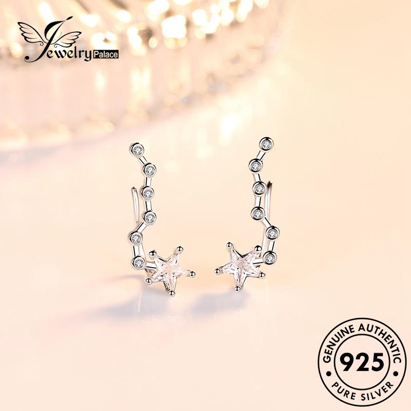 Jewelrypalace Perak Bintang Berlian Fashion Stud Wanita925 Berujung Lima Moissanite Asli Anting E331