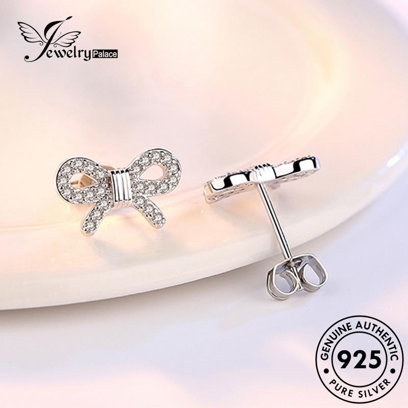 Jewelrypalace Moissanite Anting925 Asli Berlian Perak Busur Temperamen Stud Wanita E334