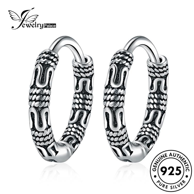 Jewelrypalace Perak Wanita Retro Asli925 Anting Bulat Hoop E350