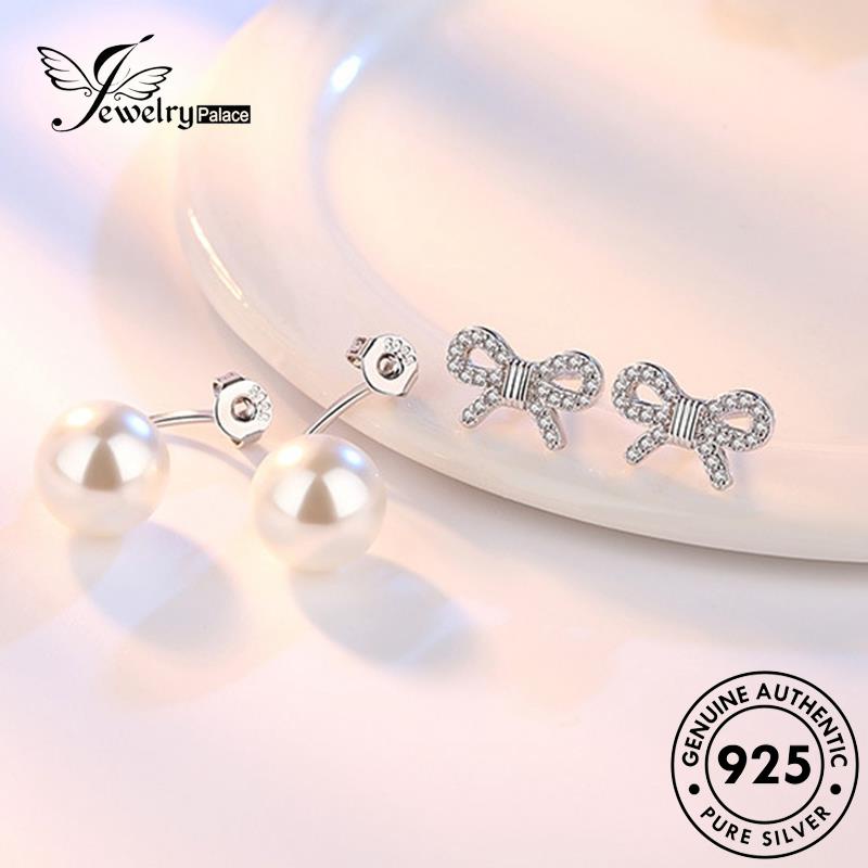 Jewelrypalace Anting Tusuk Simple Bow Silver Asli Mutiara925 Wanita E295