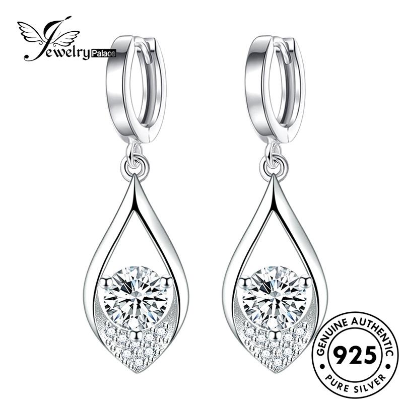 Jewelrypalace Moissanite Berlian Drop Perak Asli Anting Bentuk Wanita Hoop Lucu925 E419