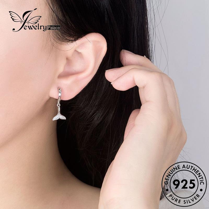 Jewelrypalace925 Anting Simple Emas Hoop Perak Wanita Asli Fishtail E422