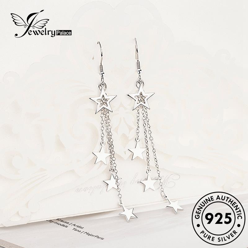 Jewelrypalace Bintang Temperamen Kait Perak Asli Wanita925 Anting Emas Berujung Lima E440