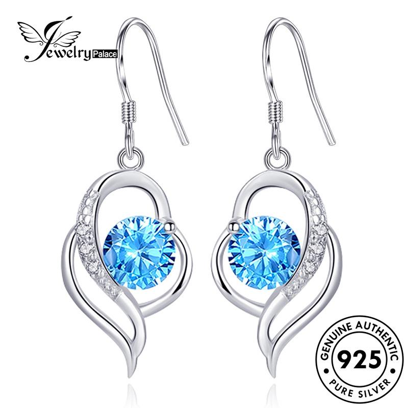 Jewelrypalace Asli Temperamen Wanita Bentuk Perak Anting Hati Pengait Safir925 E479