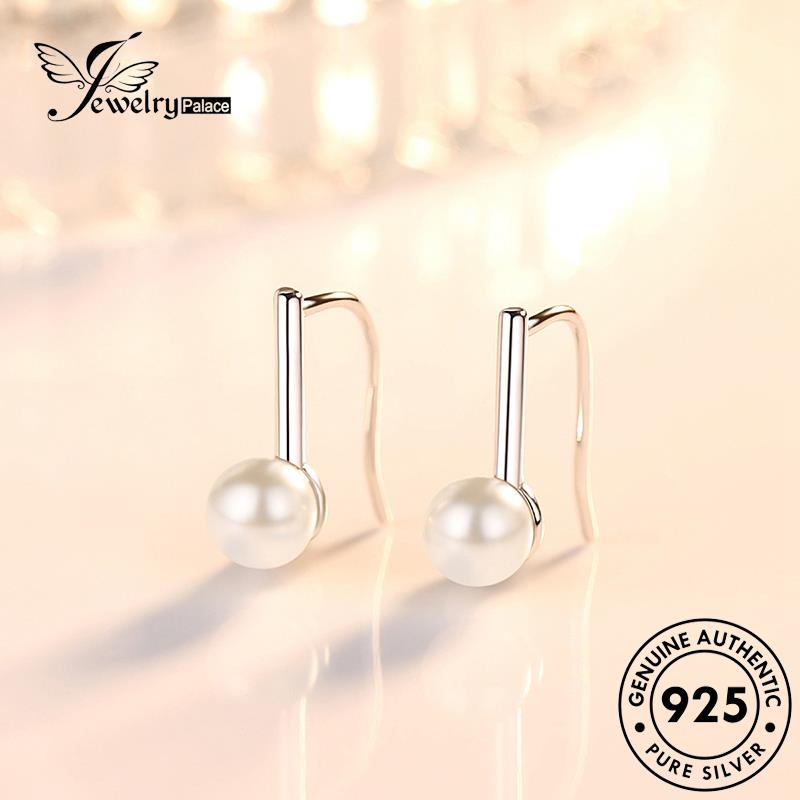 Jewelrypalace Wanita Fashion925Anting Mutiara Kait Asli Raket Perak Tenis E536