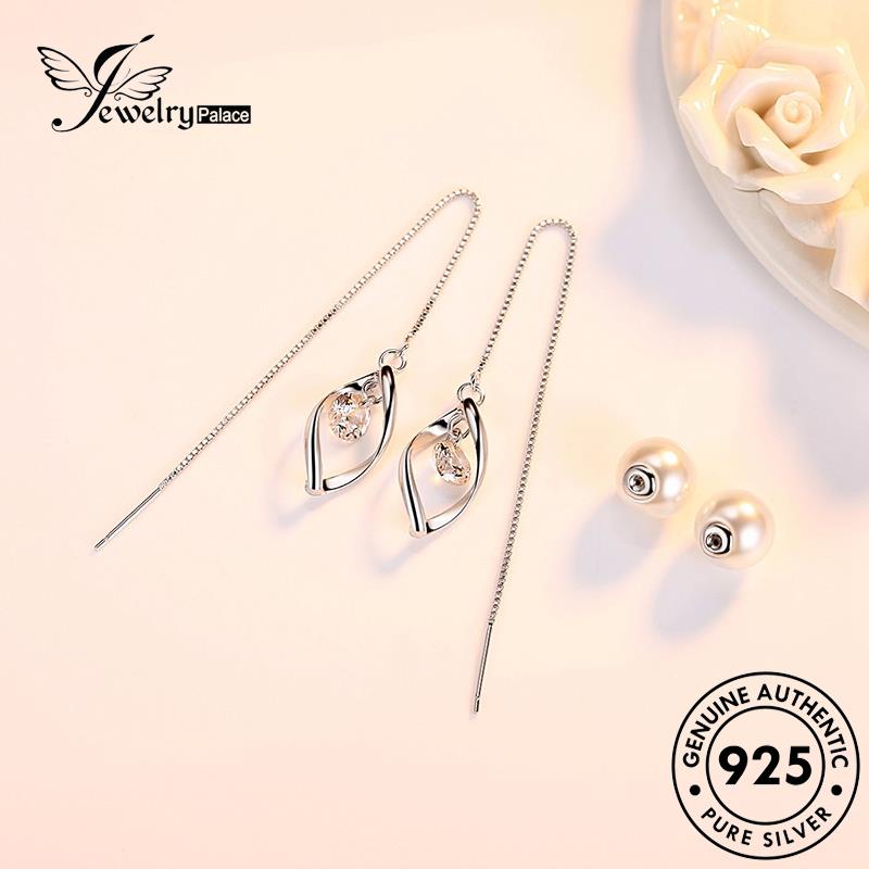 Jewelrypalace Temperamen Asli Wanita Perak Anting Tetesan Air Droplet925Mutiara E614