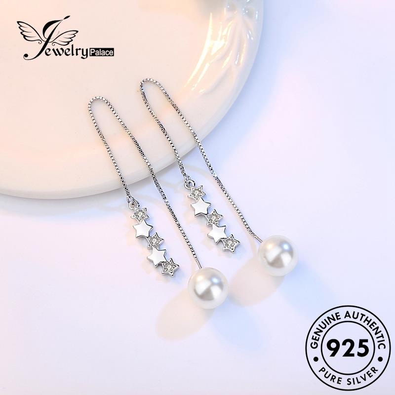 Jewelrypalace Anting Mutiara Perak Drop Pentagram Wanita Asli Lucu925 E645