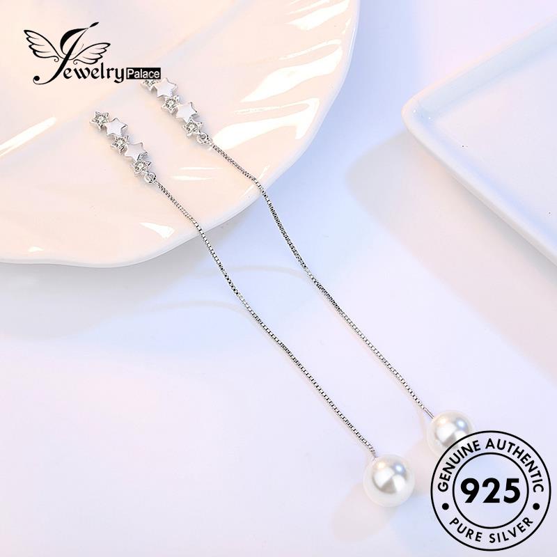 Jewelrypalace Anting Mutiara Perak Drop Pentagram Wanita Asli Lucu925 E645