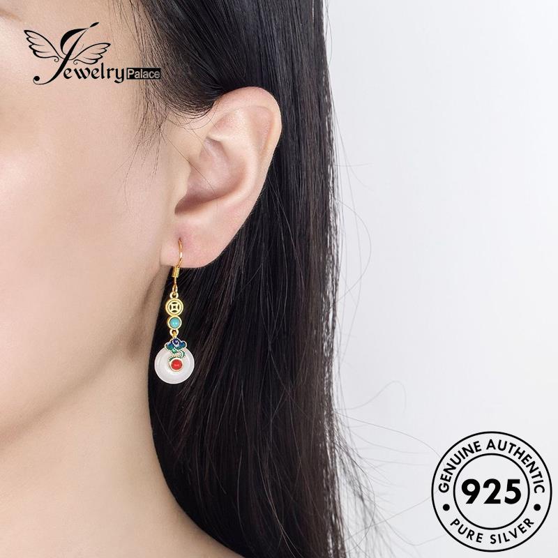 Jewelrypalace Giok925 Kait Enamel Anting Emas Perak Wanita Asli Menguntungkan E715