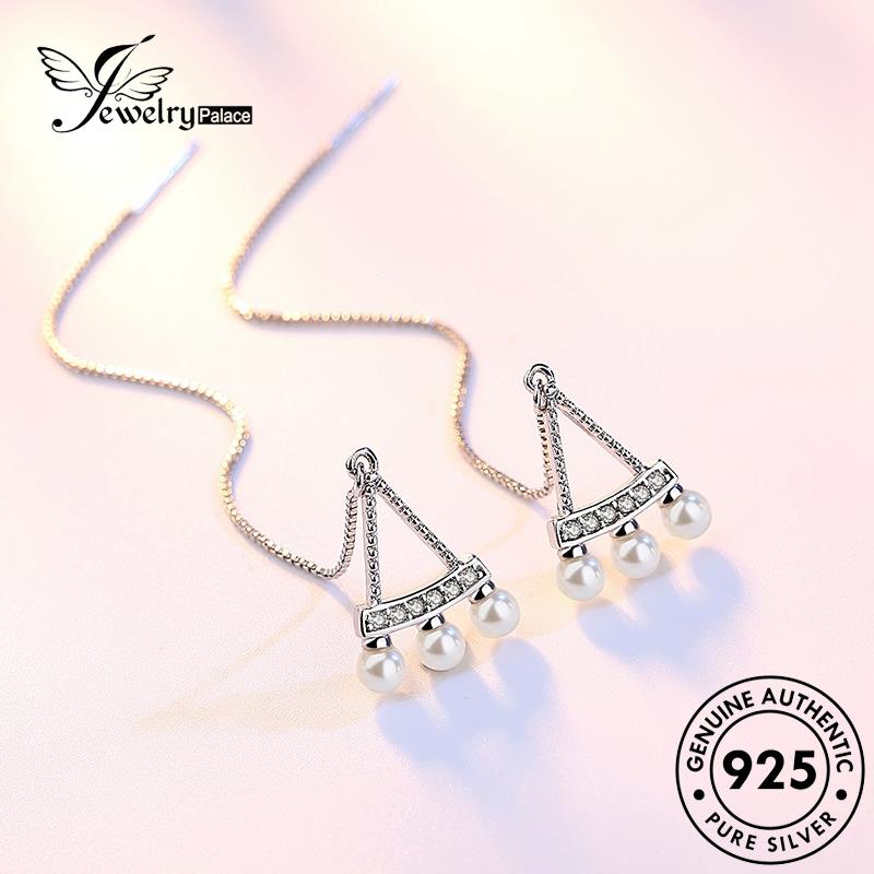 Jewelrypalace Wanita925 Anting Tusuk Mutiara Vintage Kipas Perak Asli E676