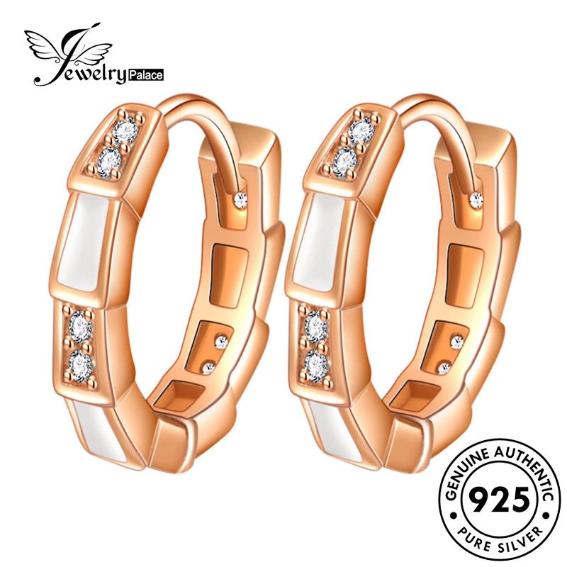 Jewelrypalace Asli Ular Perak Hoop Motif Pribadi Anting Moissanite Emas925 Berlian Wanita E697