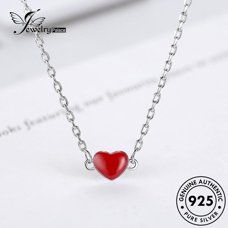 Jewelrypalace Creative Silver Asli Hati925 Wanita Kalung Merah N27