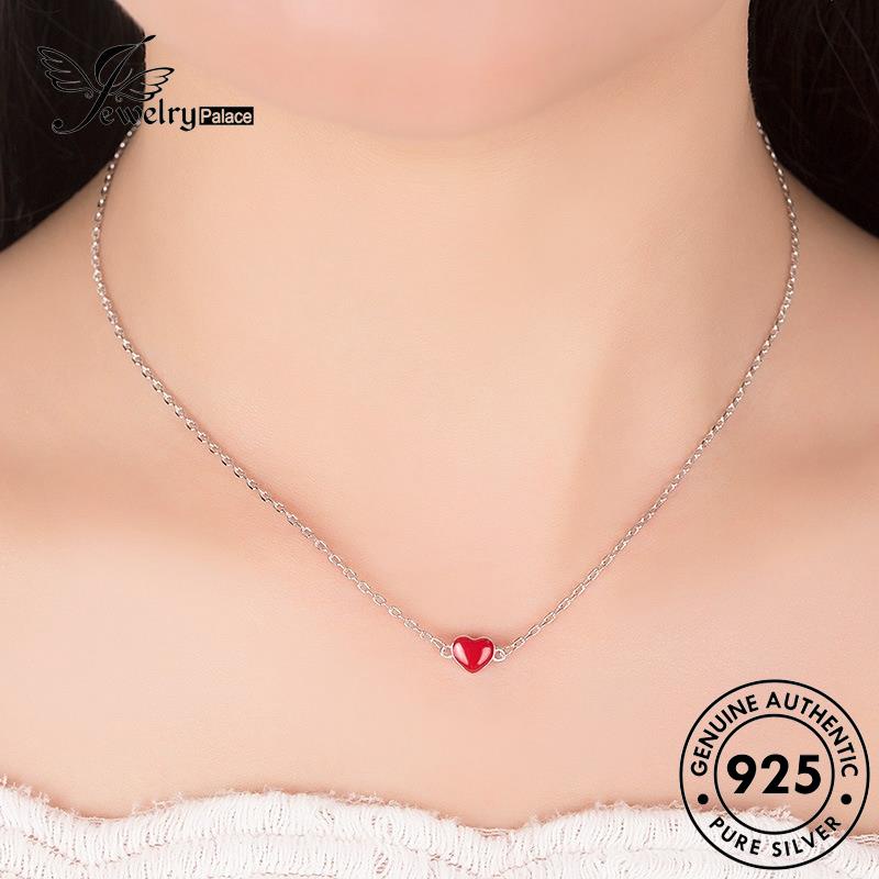 Jewelrypalace Creative Silver Asli Hati925 Wanita Kalung Merah N27