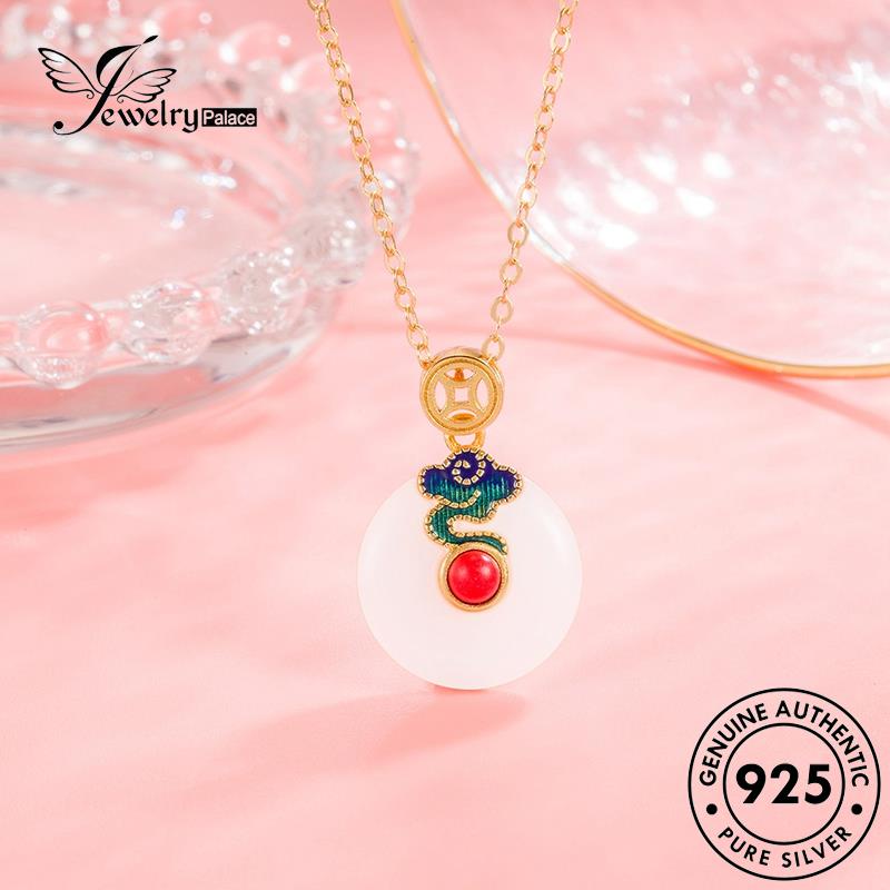 Jewelrypalace Gold Koin Asli Kalung Giok Wanita925 Perak Elegan N293