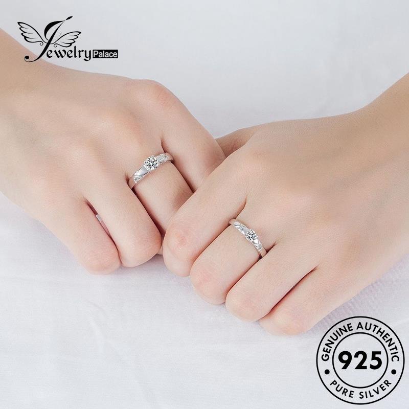 Jewelrypalace Moissanite Perak Asli Simple925 Cincin Perhiasan Berlian Couple M060