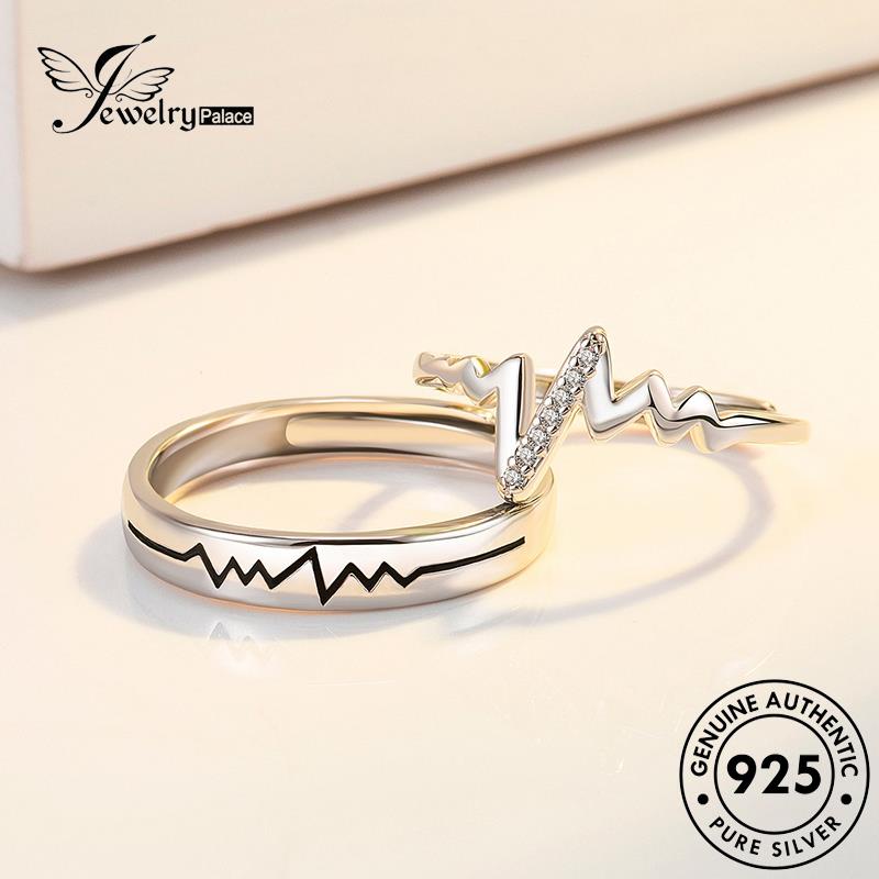 Tempat Perhiasan Cincin Couple Perak925 Electrogram Asli Simple Love R84