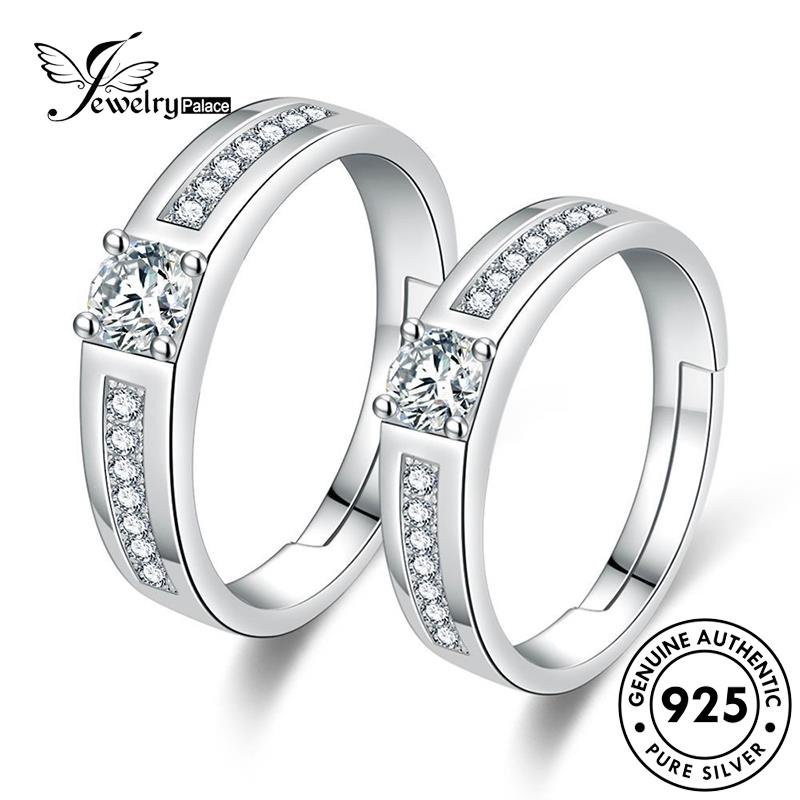 Jewelrypalace First Moissanite Love Berlian Perak Couple Cincin Asli Simple925 R52